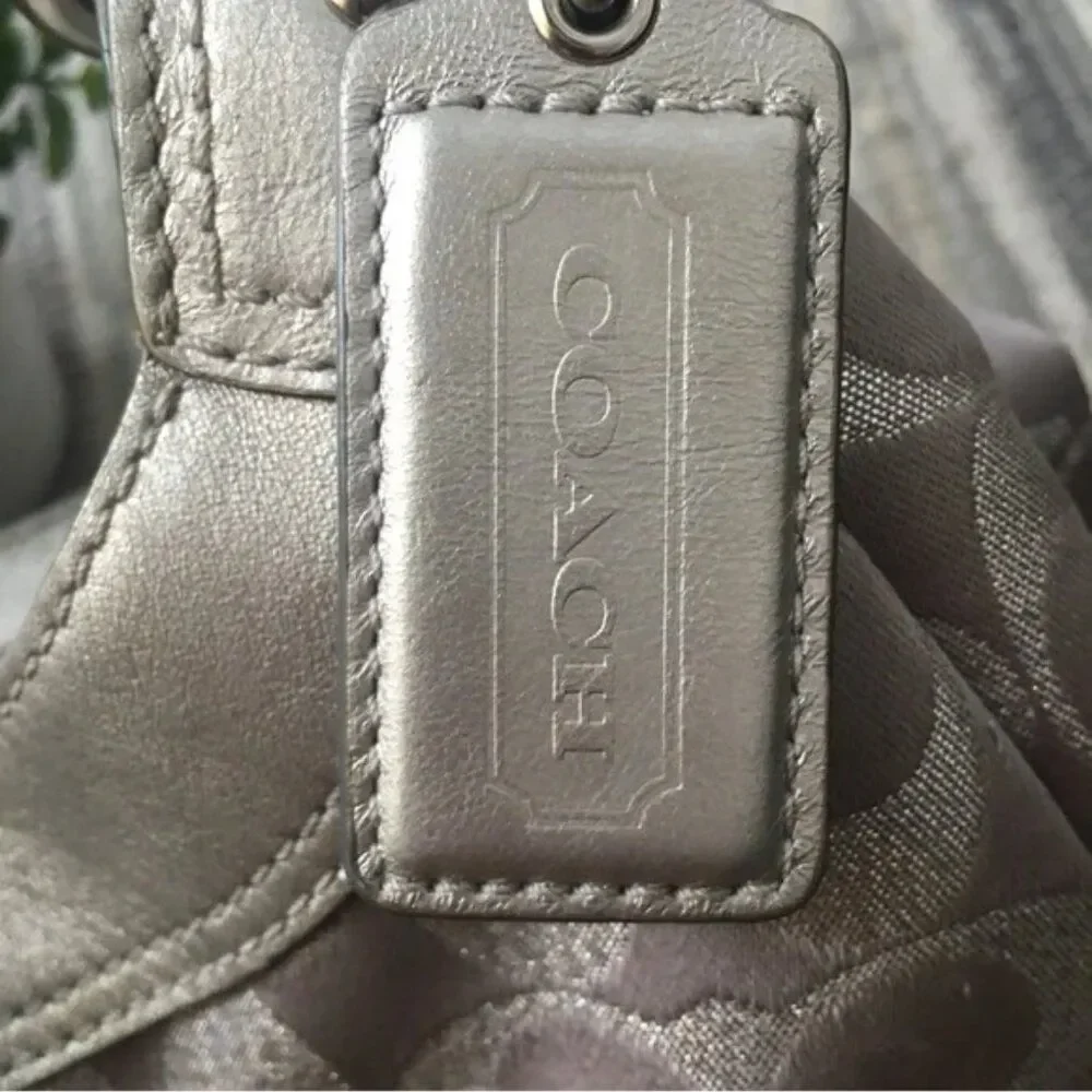 Coach Soho Silver Gray Signature Hobo Bag